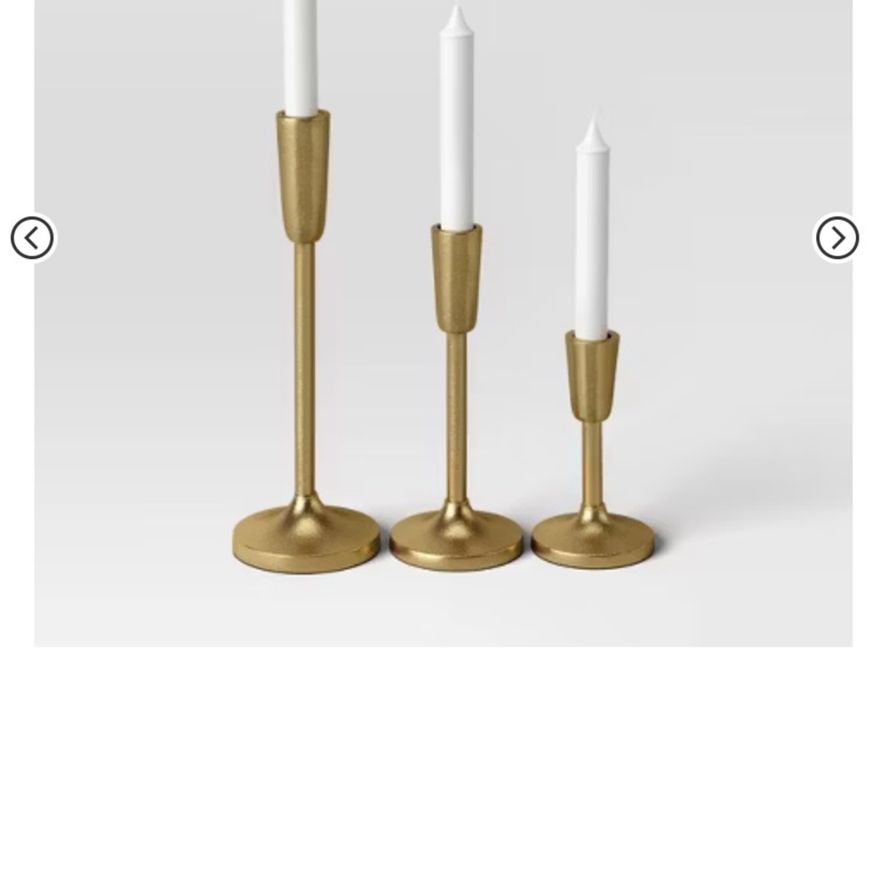 Threshold Set of 3 Aluminum Taper Holders Gold